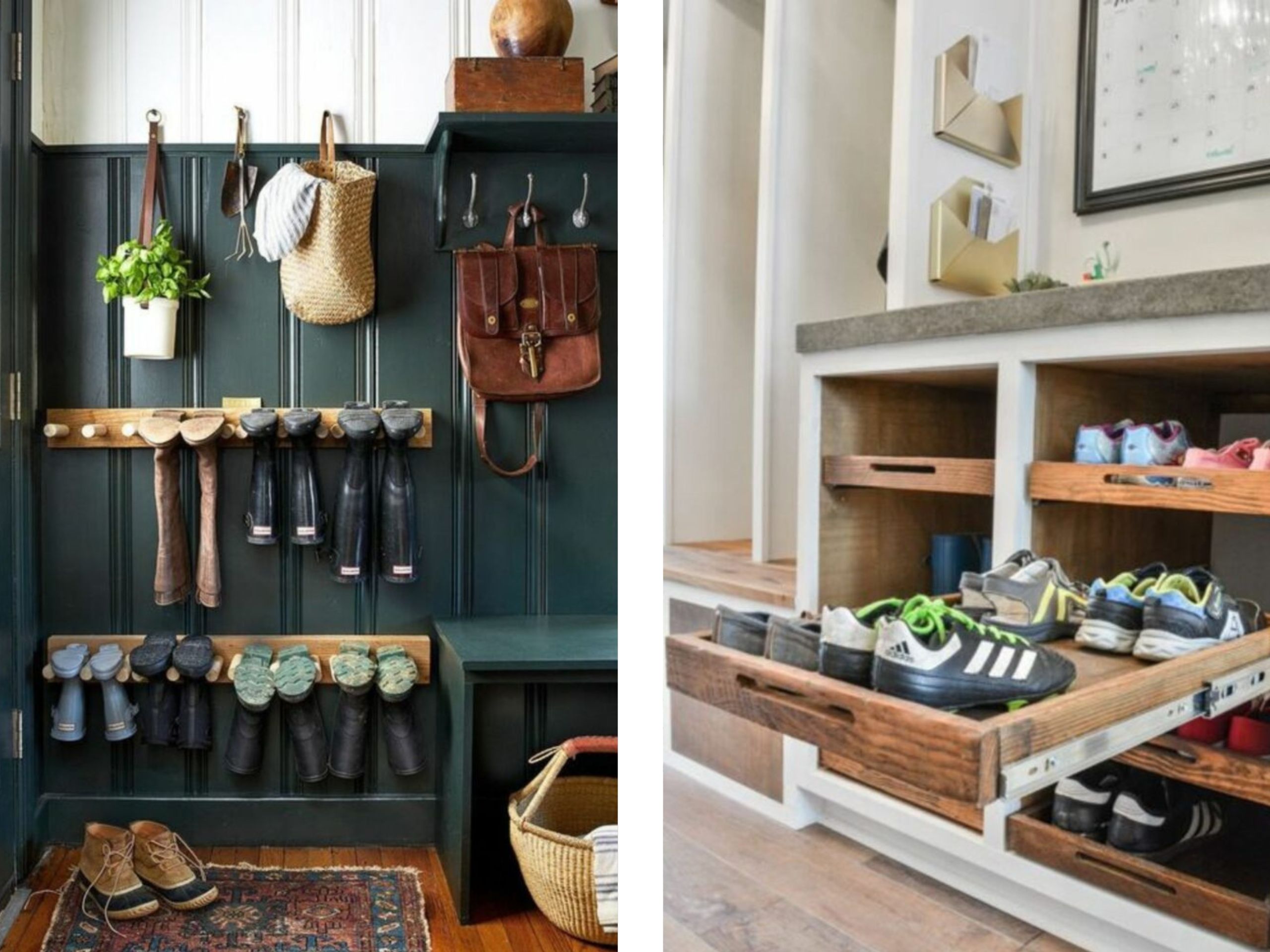 entryway design tip, creative shoe storage