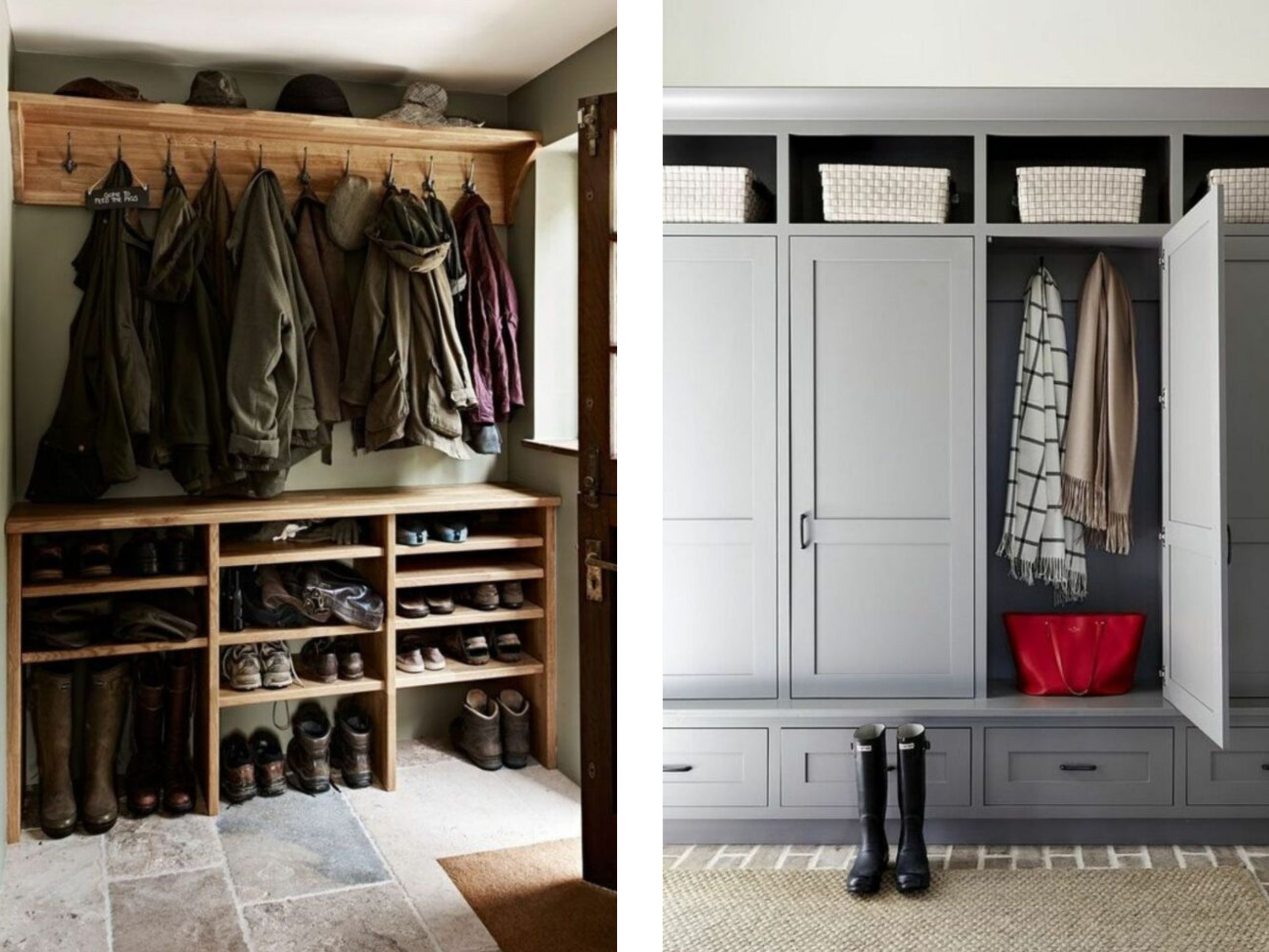 entryway design tip, go vertical with storage