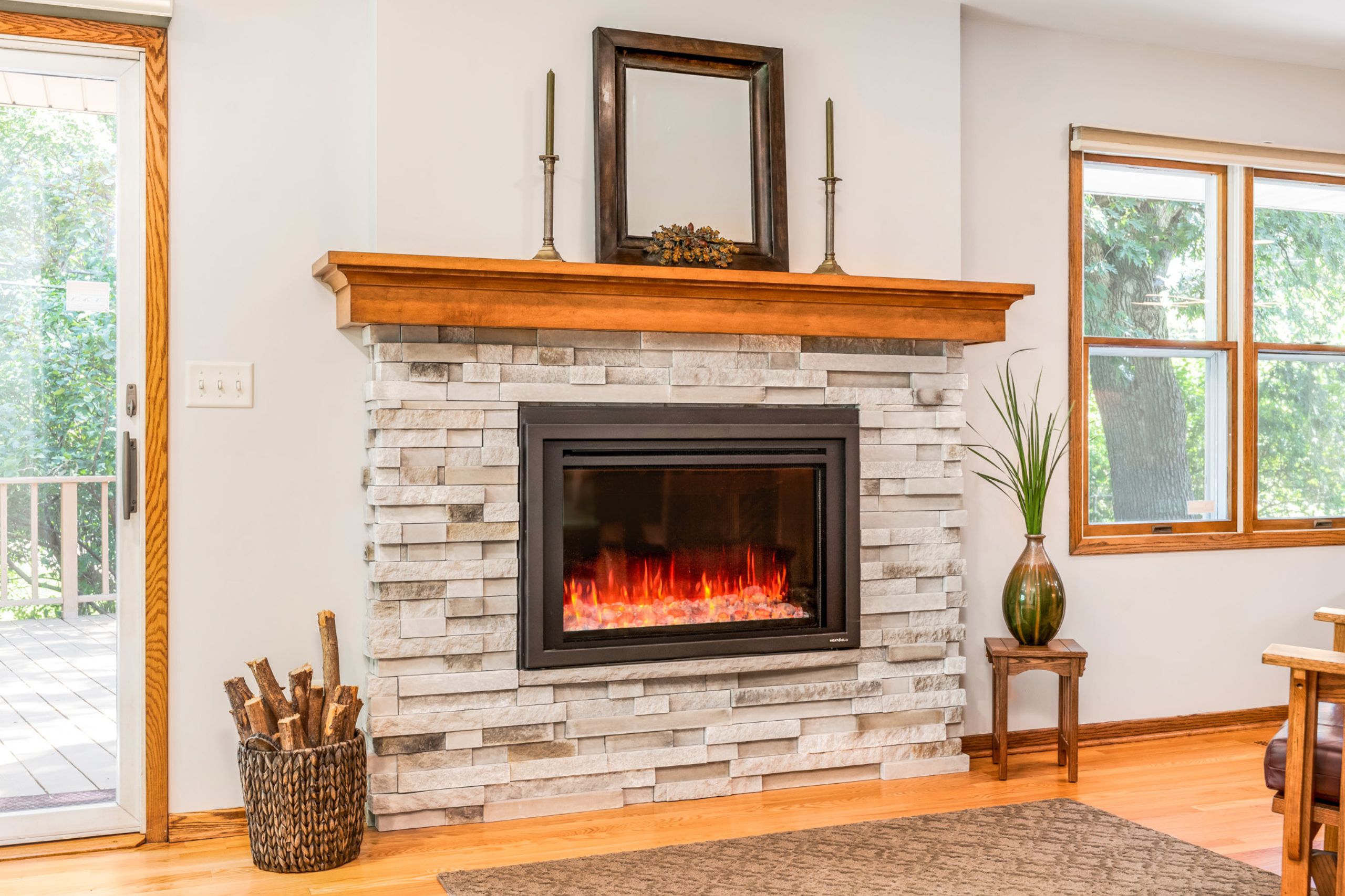 aging in place remodeled stone fireplace